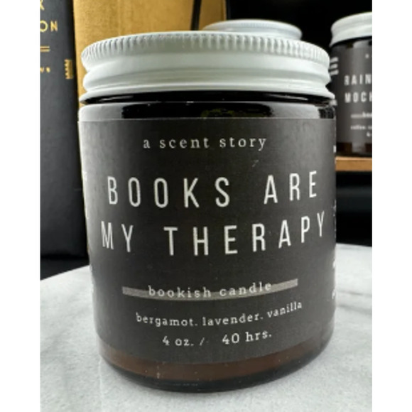 Bookish 4oz. Candle - Books Are My Therapy - Picture 1 of 4